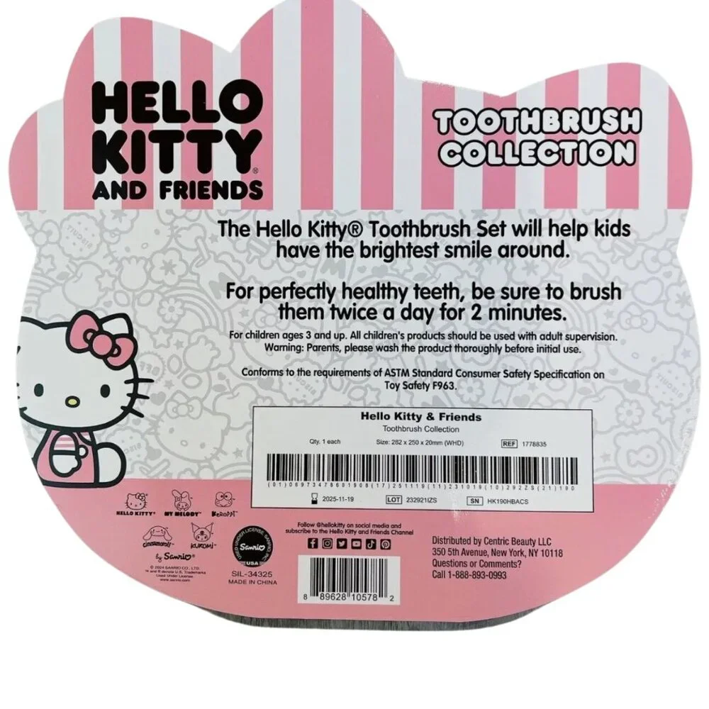 Hello Kitty & Friends Toothbrush Set of 5 Sanrio Kids‎ NEW Sealed